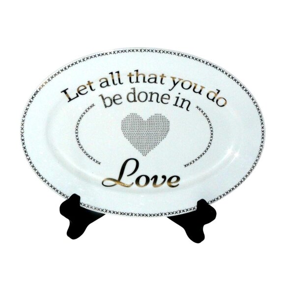 Rare "Let All That You Do Be Done In Love" Oval Platter 10 Strawberry Street Vtg - Picture 1 of 4